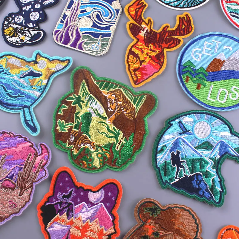 

Adventure Travel Patch Mountain Embroidered Patches For Clothing Thermoadhesive Patches Iron On Patch On Clothes Animals Badges
