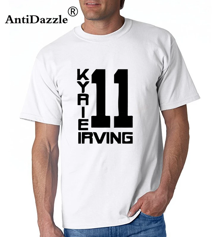 Antidazzle Мужская футболка Boston #11 Kyrie Irving с логотипом короткий рукав 100% хлопок круглым