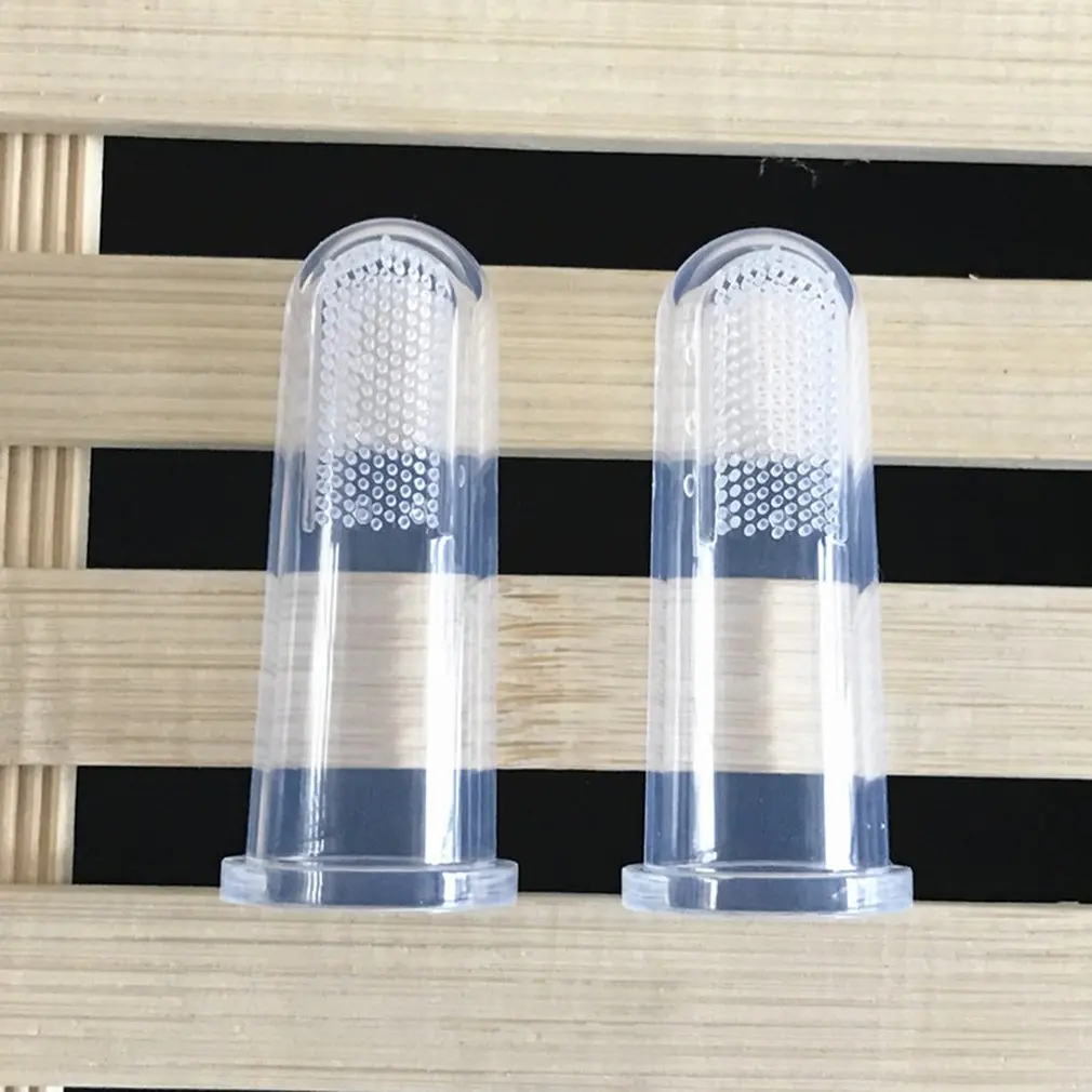 Cepillo de dientes transparente para beb&eacute;, silocono de grado alimenticio, para dedo, cuidado Dental-1