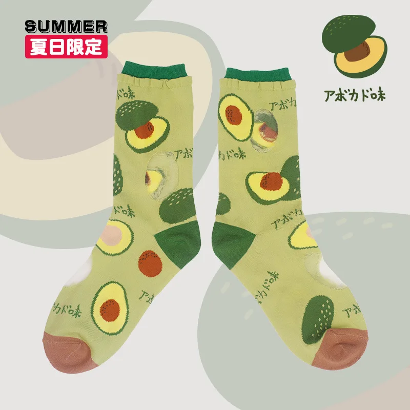 

Women Socks Cotton Avocado Cartoon Sock Woman Colorful Unisex High Funny Novelty Ladies Sox Spring Autumn Female Trendy Sokken