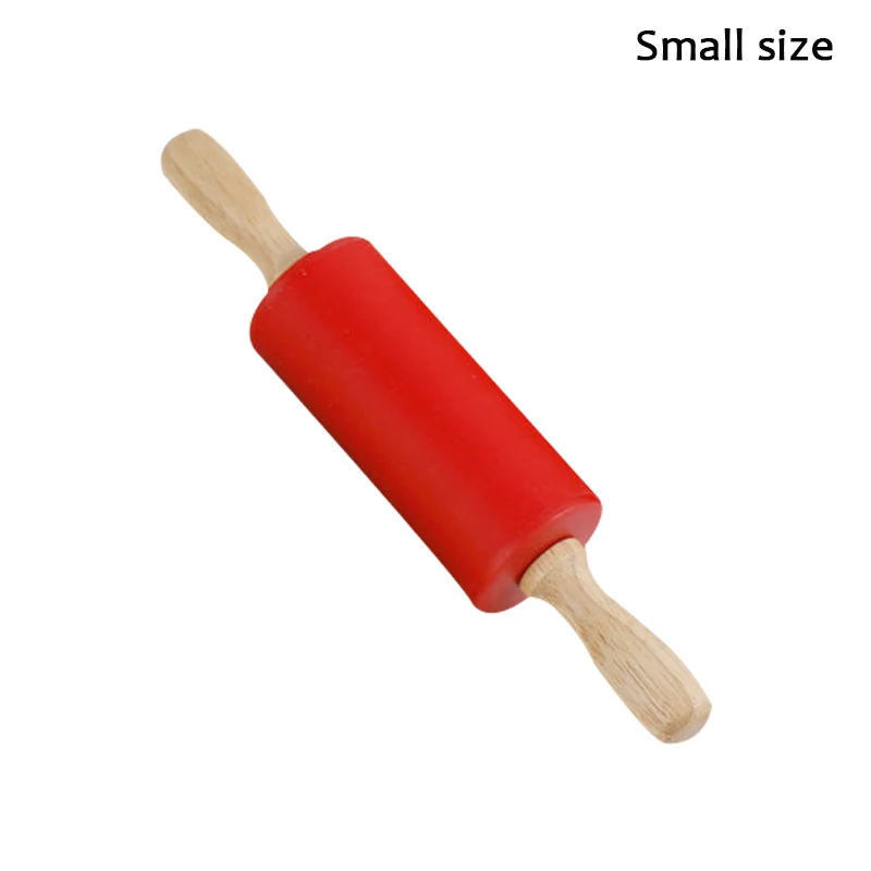 22cm red Силиконовые скалки, деревянные руки скалка для торта, deegroller, помадка ролик, тесто ролик, patisserie outils аксессуары - Цвет: 22cm red