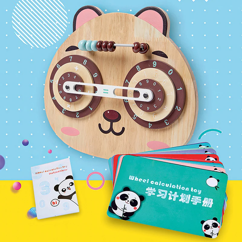 

Educational Toy Kids Math Learning Toy Arithmetic Dailing Game Wooden Calculation Game Math Toy with Instruction Cards Abacus