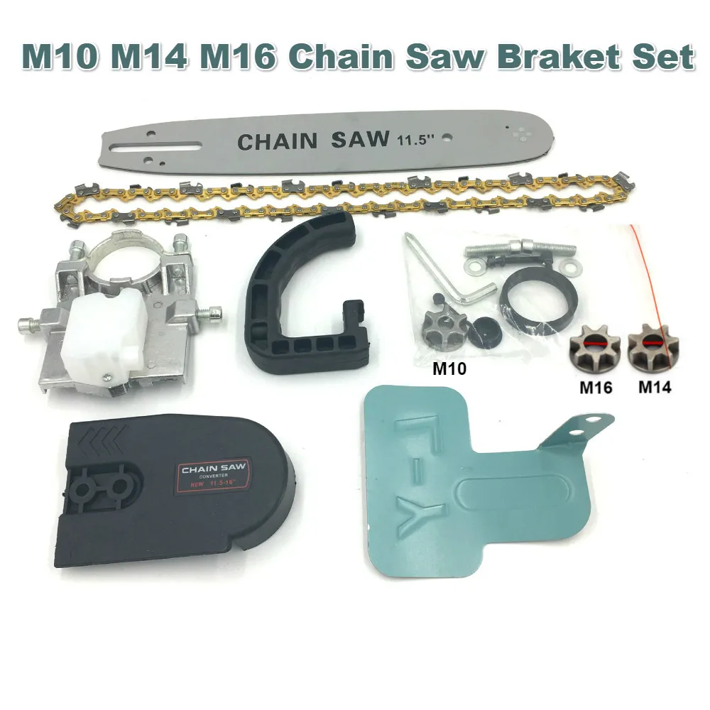 For M10 M14 M16 Set Обновление 11,5 дюймов пила цепная электрическая кронштейн Регулируемая универсальная M10/M14/M16 цепная пила часть угловая шлифовальная машина в цепную пилу - Цвет: For M10 M14 M16 Set