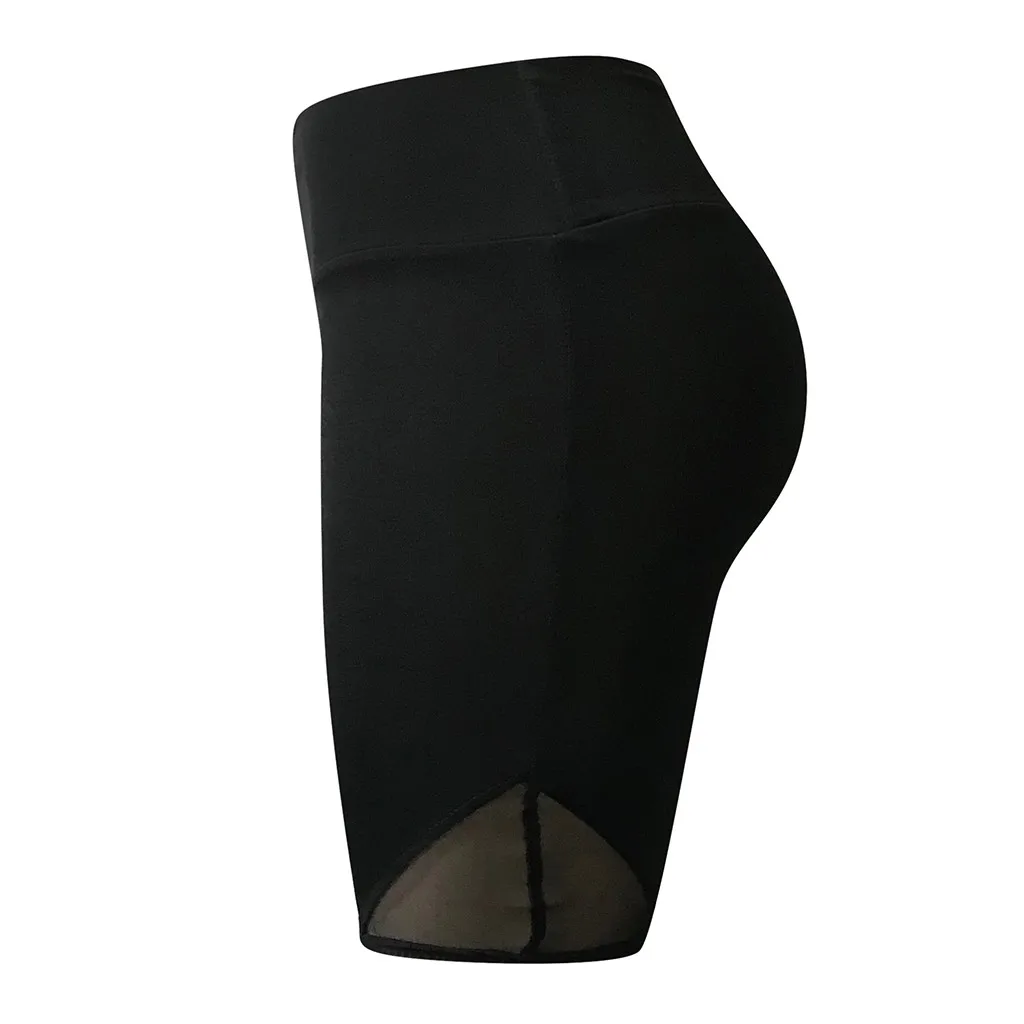 

Women's Mesh Spliced Shorts Yoga Stretch See-Through Pants High Waist Mesh Stitching Shorts Yoga Stretch Perspective Pants