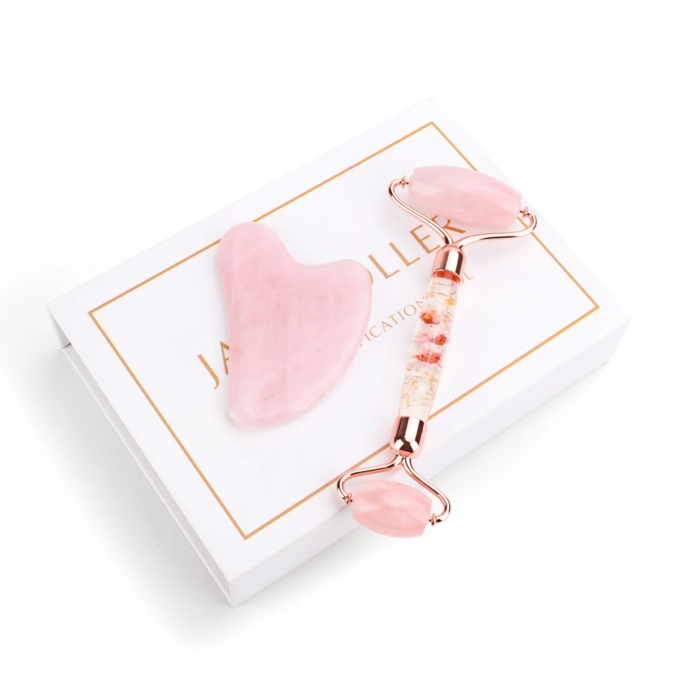 

Face Massage Jade Roller Rose Quartz Natural Stone Crystal Slimmer Lift Wrinkle Double Chin Remover Beauty Care Slimming Tools