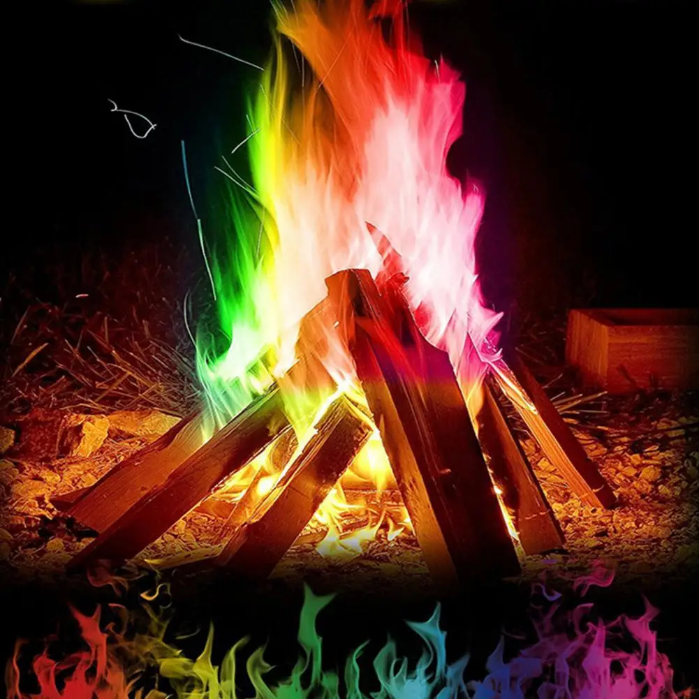 

Outdoor Camping Protable Coloured Rainbow Flame Colorant Color Changing Bonfire Powder Fireplace Party Toy Festival Supply