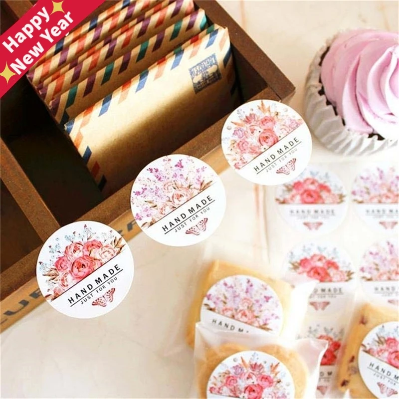 

54Pcs/lot(6 Sheets) colorful round flowers butterfly just for you Hand made Flower Design Sticker Labels Stationery Sticker