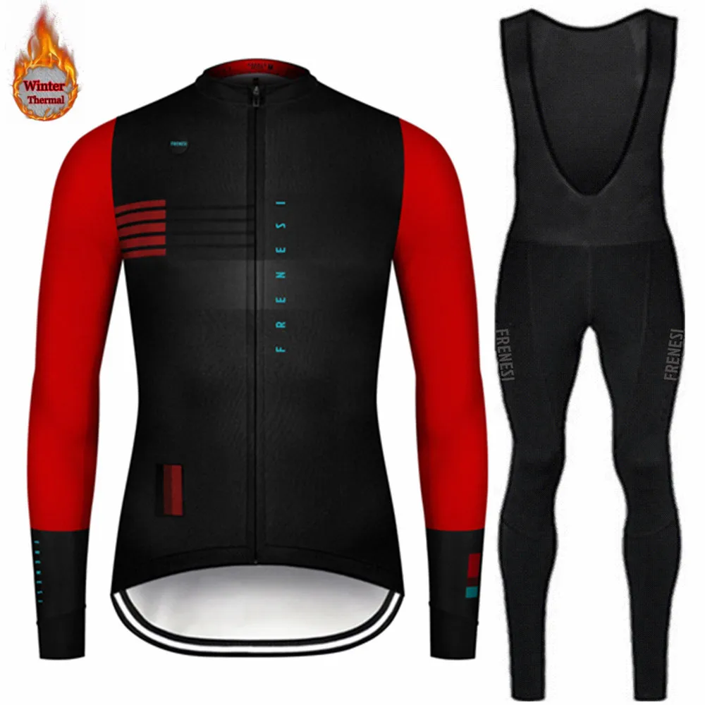

Frenesi Winter Competitive Edition Sets Unisex Outdoor Thermal Warm Fleece Bike Jersey Cycling Bib Trousers Kit Bicycle Clothing