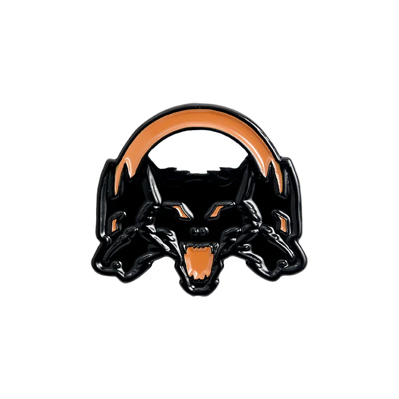 

HOSENG The Patron Saint Of Cerberus Alloy Brooch Black Greek Mythology Two-headed Dragon Cartoon Luxury Enamel Pin HS_606