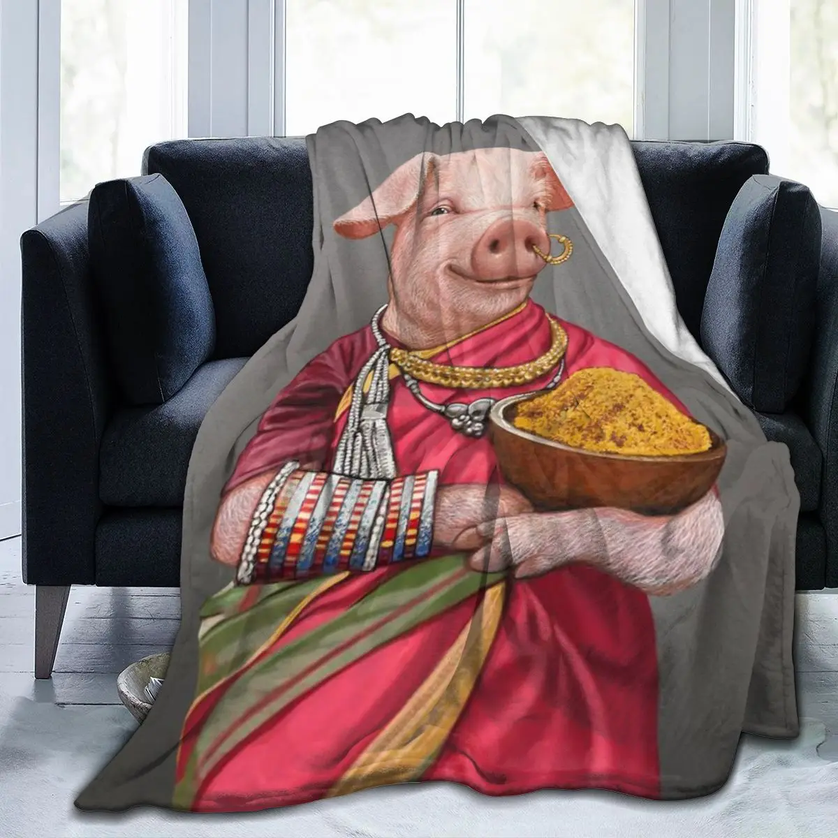 

Pig Fashion 3D Printing Comfortable Printed Flannel Sheet Bedding Soft Blanket Square Picnic Soft Blanket Quick Dry