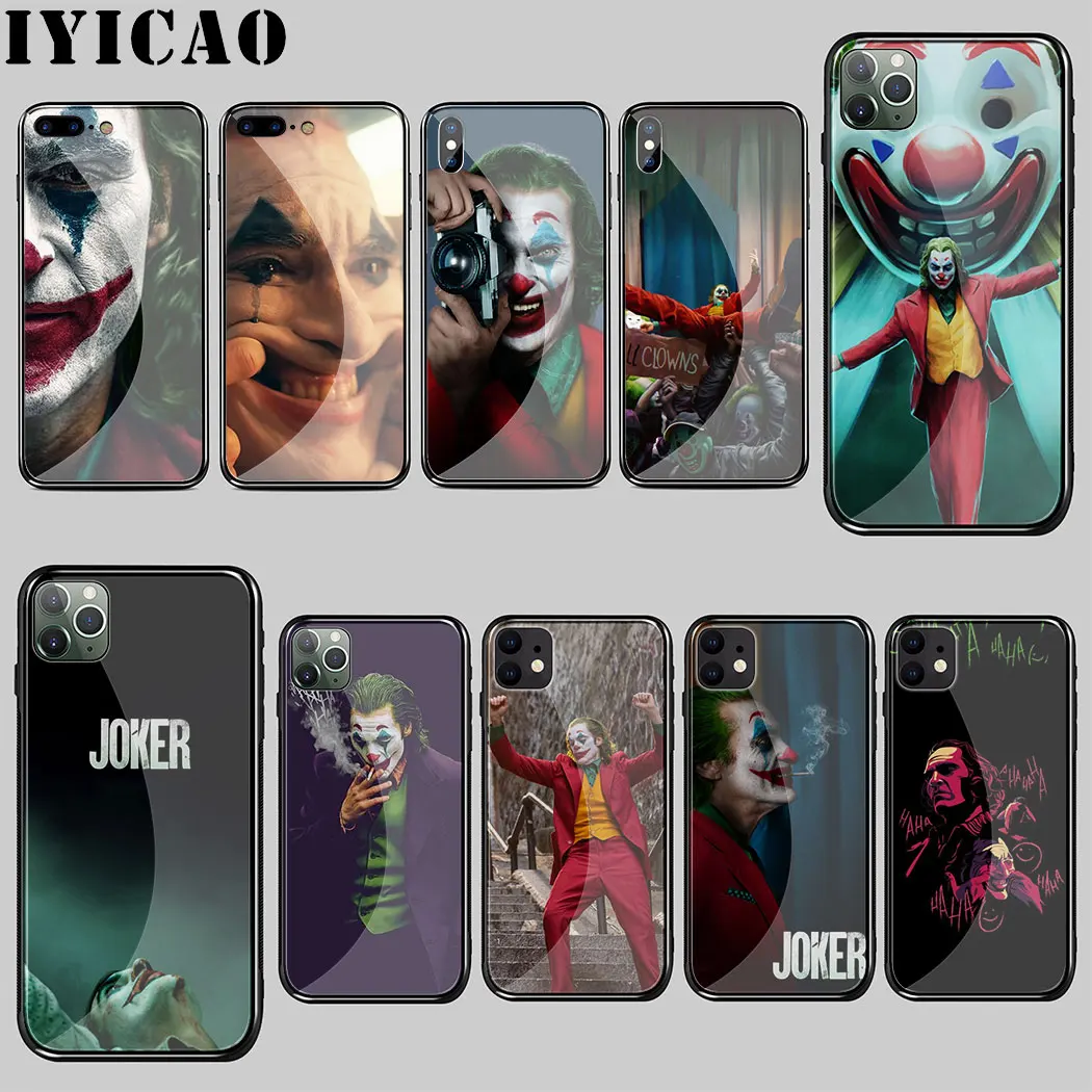 Чехол joker movie Joaquin Phoenix из закаленного стекла черного цвета для iphone 5 6 6S 7 8 Plus 11 Pro X XR