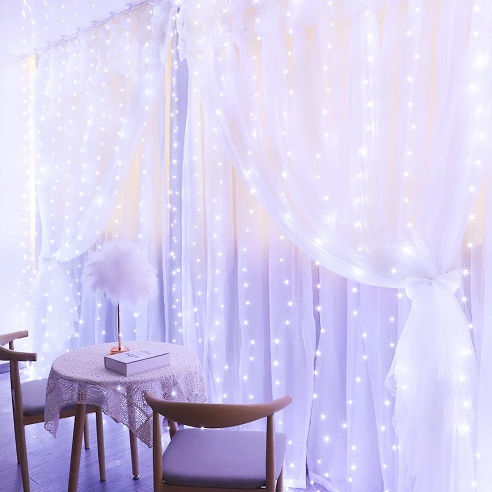 LED Curtain Lights Garland Fairy String Lights Holiday Lighting Rainbow Window Lamp For Home Bedroom Christmas Decoration 2023