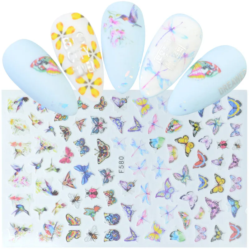 

1 Sheet Hot Butterfly Bow Designs 3D Self Adhesive Nail Art Stickers Decorations Manicure Decal Tips Tools