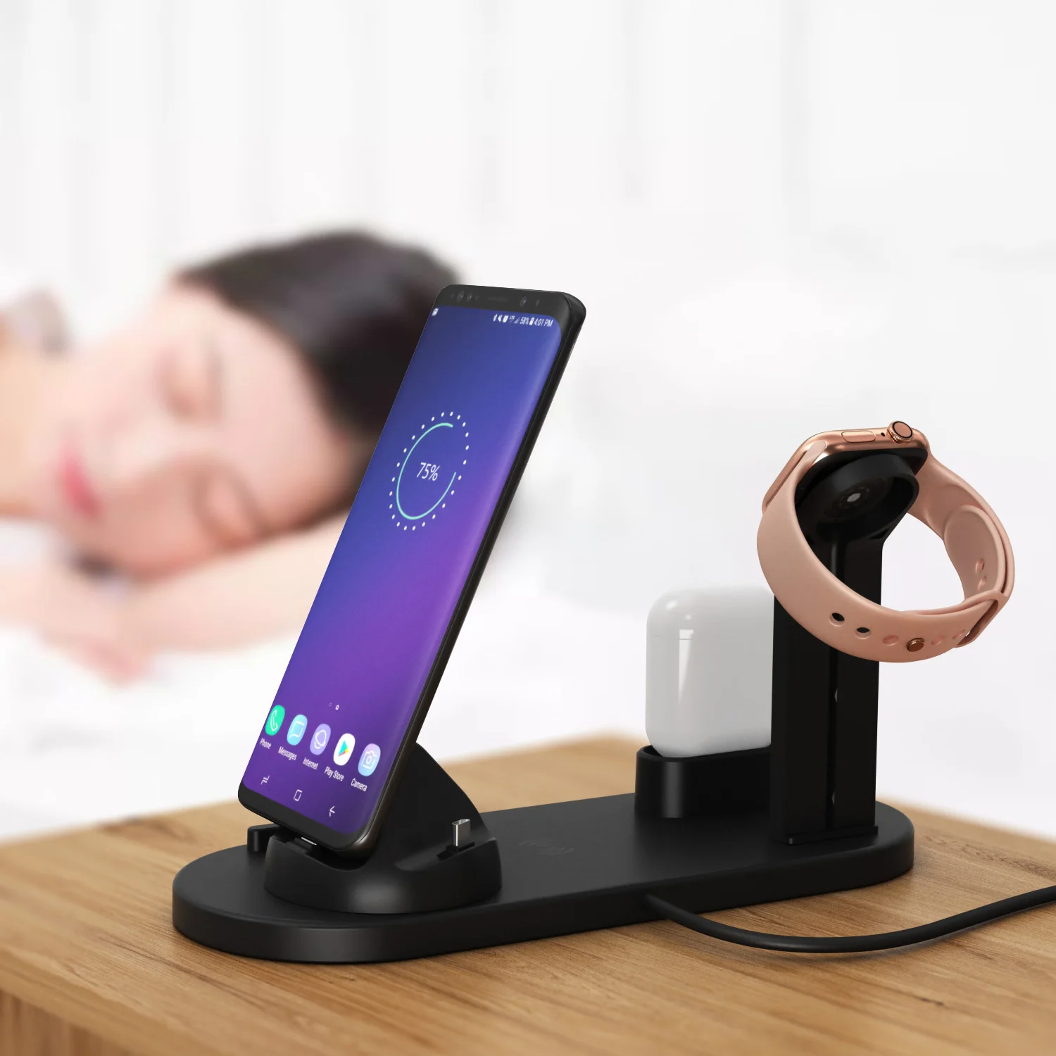 3 в 1 bluetooth-гарнитура зарядное устройство Беспроводное для телефона