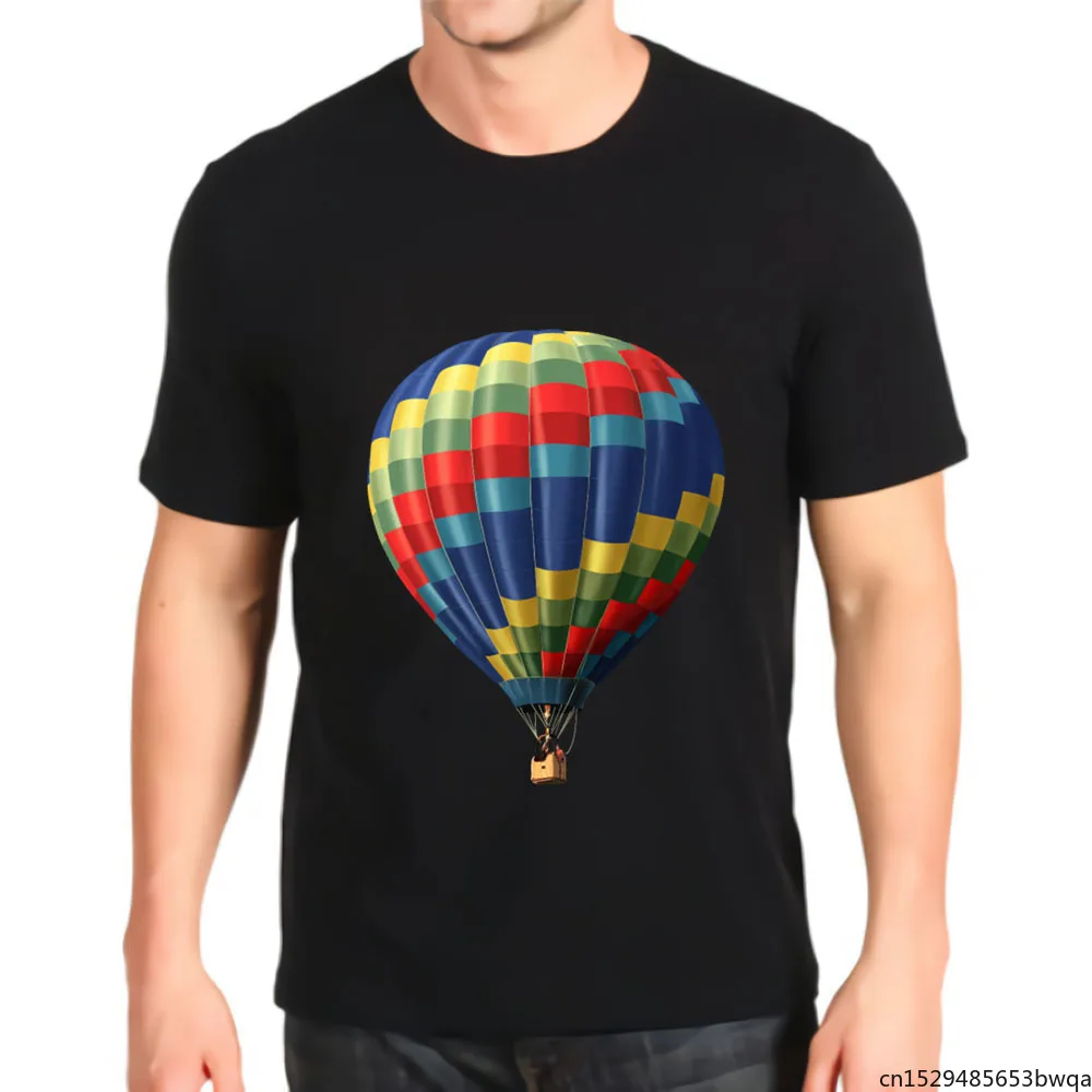

Retro Hot Air Balloon Print New Top Men's Kawaii Anime Shirt Graphic T-shirt