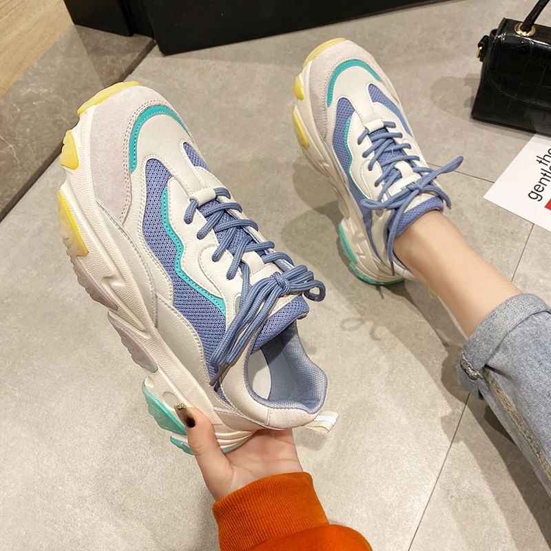 Женские массивные кроссовки ELLALEE из натуральной кожи на шнуровке дышащие