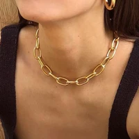 punk chain necklace for women vintage gold silver color choker necklaces simple chains fashion jewelry party accessories