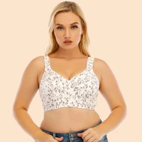 wire free bra plus size cotton bralette wide shoulder comfortable printing underwear without steel ring europe large cup c d e f