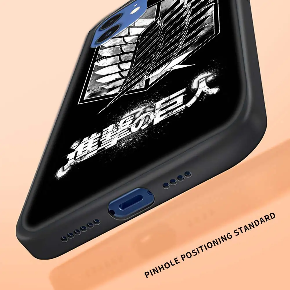 

Luxury Case for iPhone 7 8 11 12 Pro XS Max X XS XR ES 2020 Plus 12 Mini Black Phone Soft Shell Coque Attack On Titan Anime