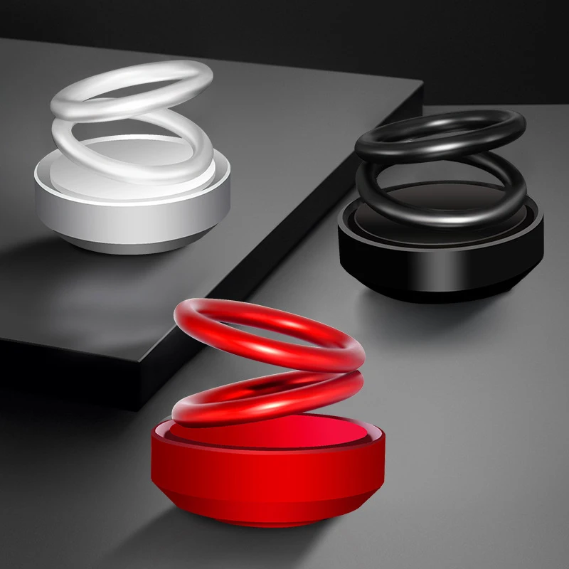 

Car Aromatherapy Air Freshener Double Rings Rotary Suspension Rotating Dashboard Interior Ornament Car Auto Diffuser Perfume
