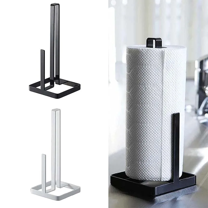 Mental Kitchen Roll Paper Towel Holder Bathroom Tissue Stand Black And White Napkins Rack Home Storage Accessories | Обустройство