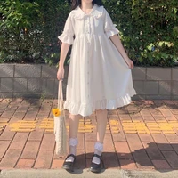 2021 new japanese sweet lolita style summer women white dress women student loose dress flare sleeve chiffon cute kawaii dresses