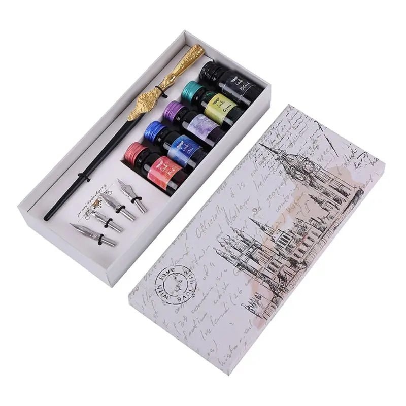 

Carving English Calligraphy Dip Pen Fountain Writing Ink Nibs School Stationery 634B