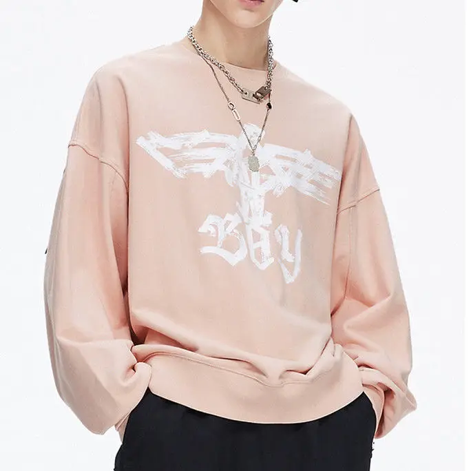 

Мужской свитер с рисунком орла и кисточками, на весну и осень