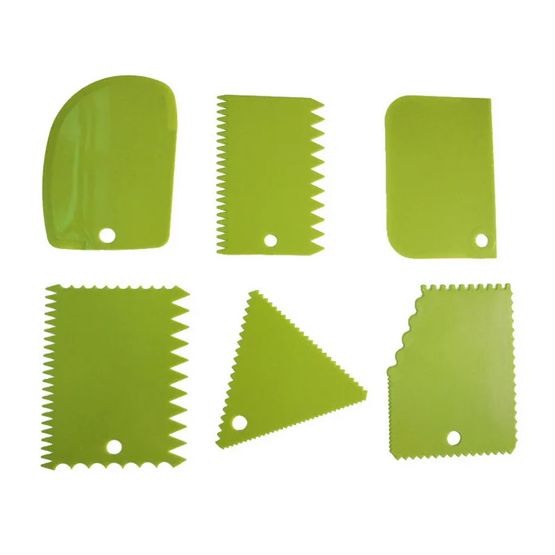 green 6 шт. нож для выпечки, лезвие для торта, пластмассовая лопатка для торта, торта, слайсер для хлеба, выпечка скребок для инструментов - Цвет: green