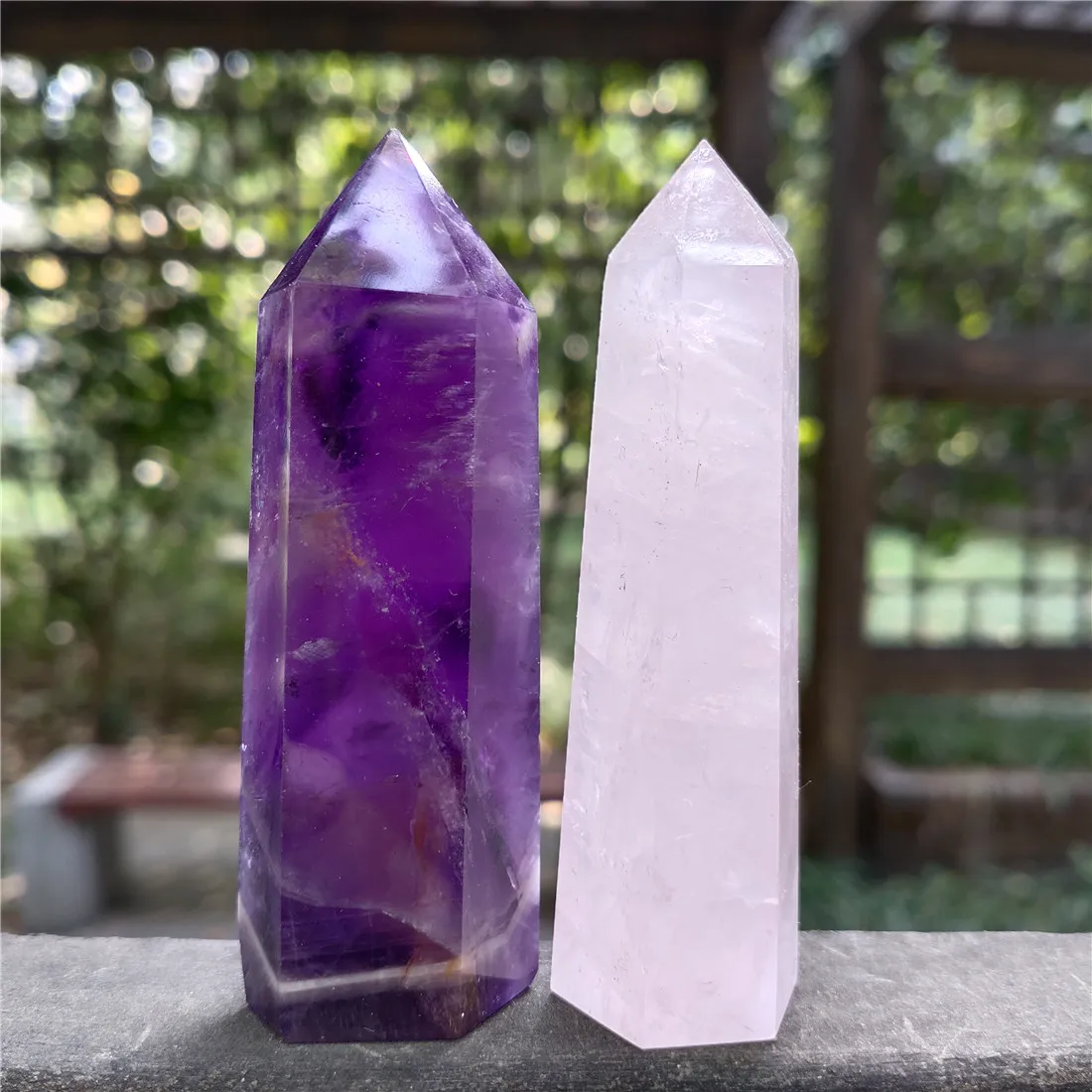 2 шт. шеврон амихтист розовый кварц башня кристалл камень остров Камни Кристаллы
