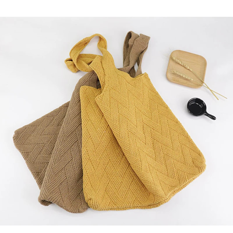Осенние шерстяные вязанные Сумочки Повседневная хлопчатобумажная тканая