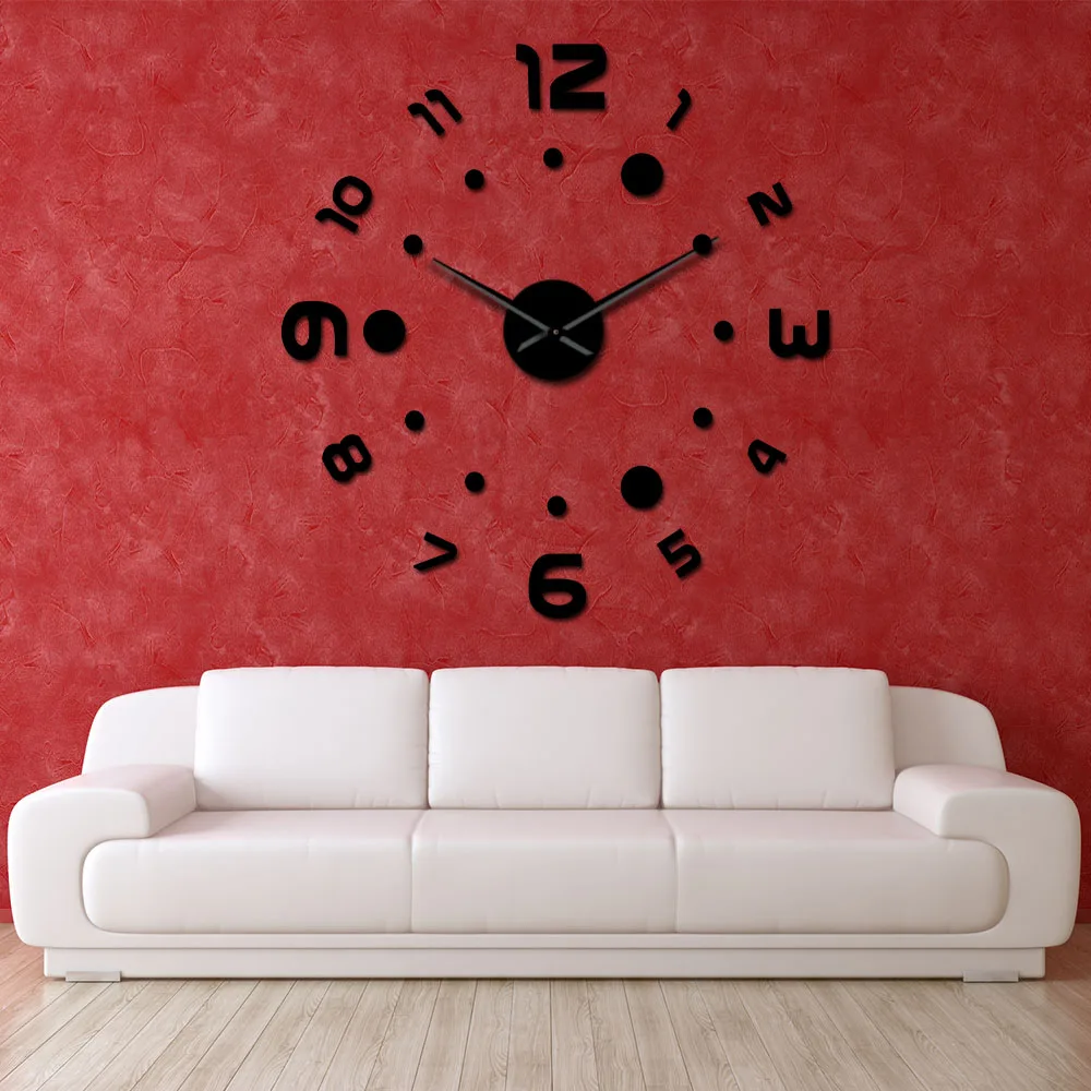 

Simple Circle Arabic Numerals 3D DIY Wall Clock Exclusive Cool Wall Art Kit Decoration Number Acrylic Quiet Sweep Clock Watch