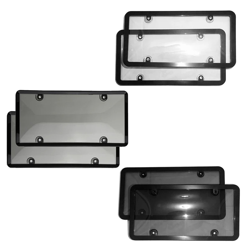 

2Pcs Universal Fit Vehicles USA Standard Car Truck License Plate Tag Frame Holder Covers Bubble Bug Shields Protector Acrylic