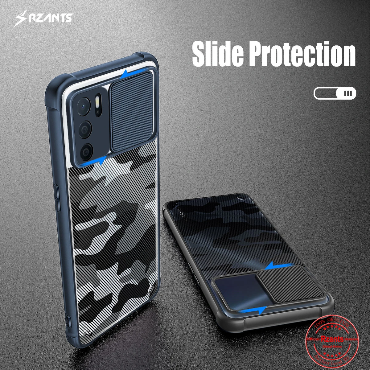 

Rzants For OPPO A16 Case Hard [Camouflage Lens] Camera Protection Slim Hlaf Clear Cover