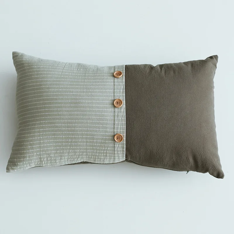 Новейшая прошитая наволочка для подушки хлопковая комбинированная с пуговицей