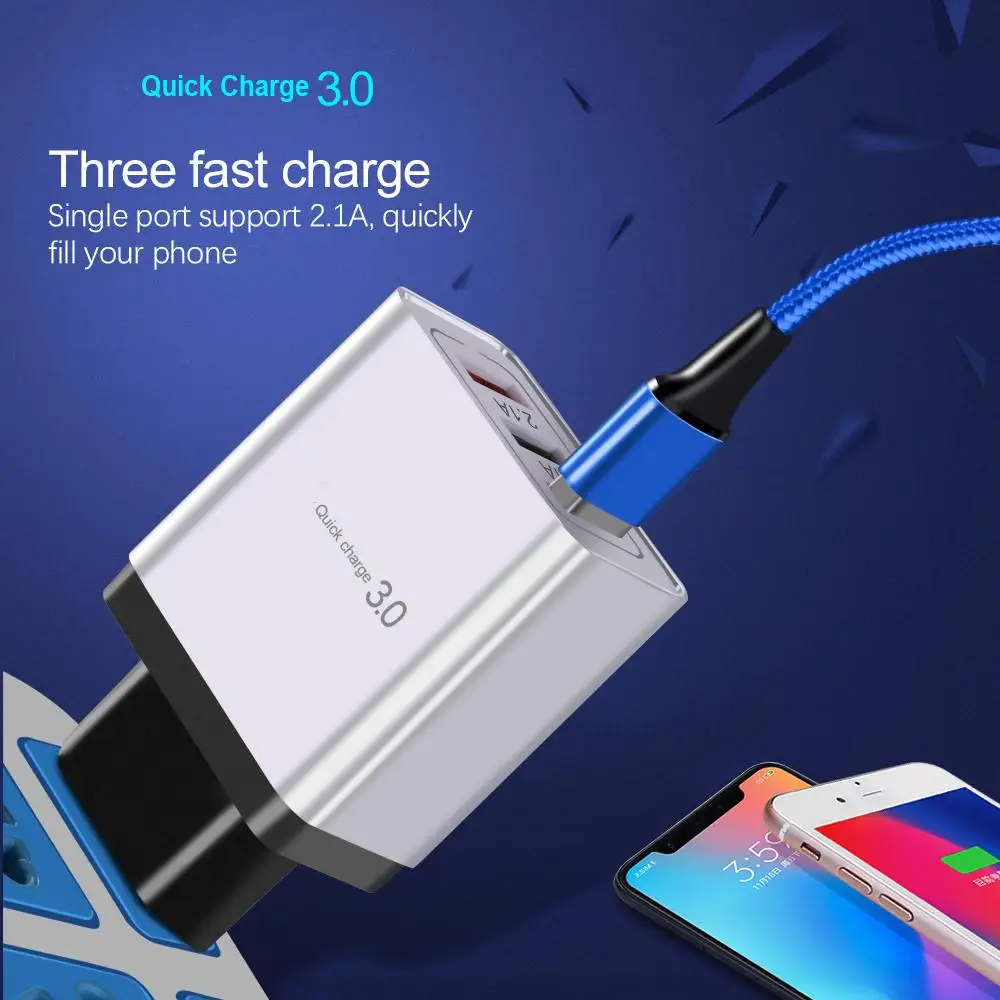 ROCK Quick Charge 3 0 настенное зарядное устройство для телефона USB QC быстрая зарядка Samsung