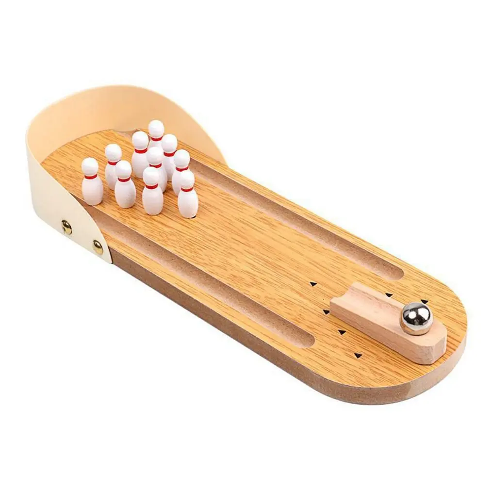 

Bowling Board Game Children's Educational Wooden Toys Mini Bowling Ball Infant Parent-Child Interactive Tabletop Bowling Game