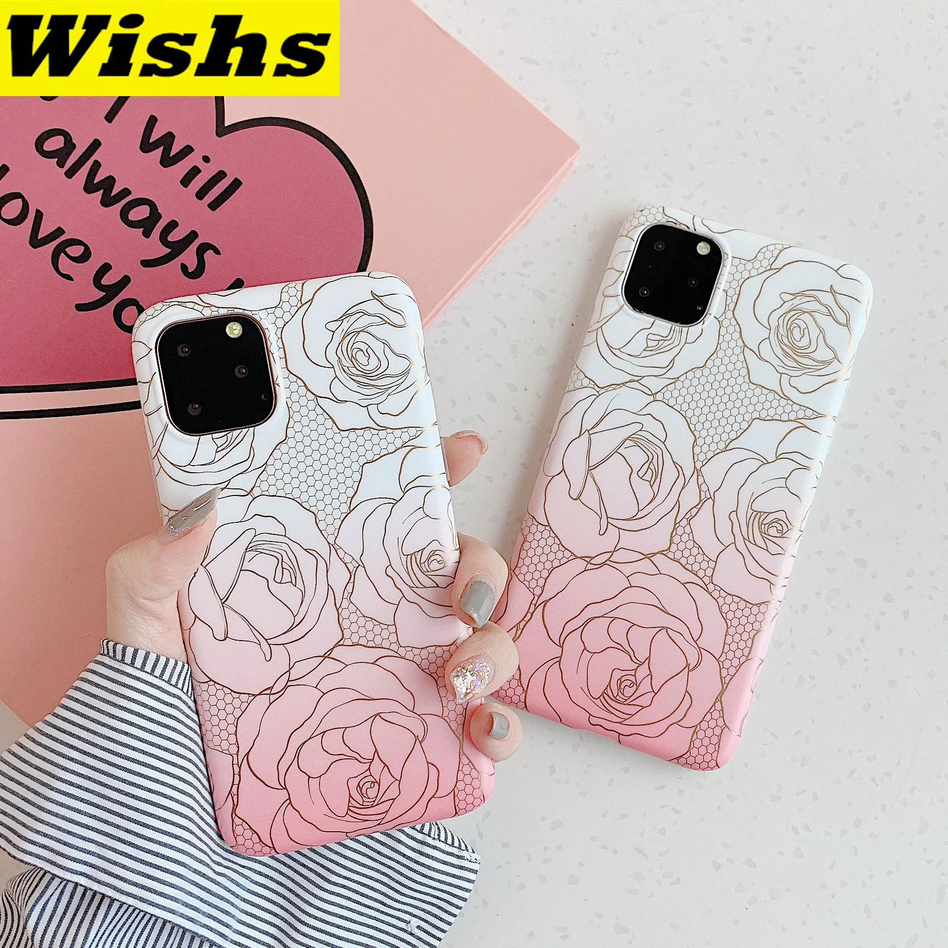 2019 Новый чехол для телефона iPhone 11 Pro MAx XS XR MAX X 6 6S 7 8 Plus с золотыми и розовыми цветами