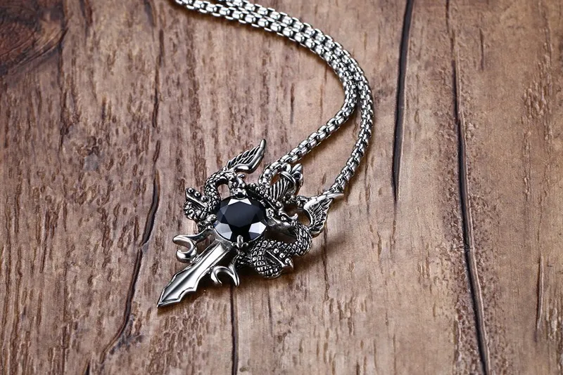 

FXM CCN155 stainless steel necklace hot sell black color popular single women 55mm Holy sword gift women jewelry
