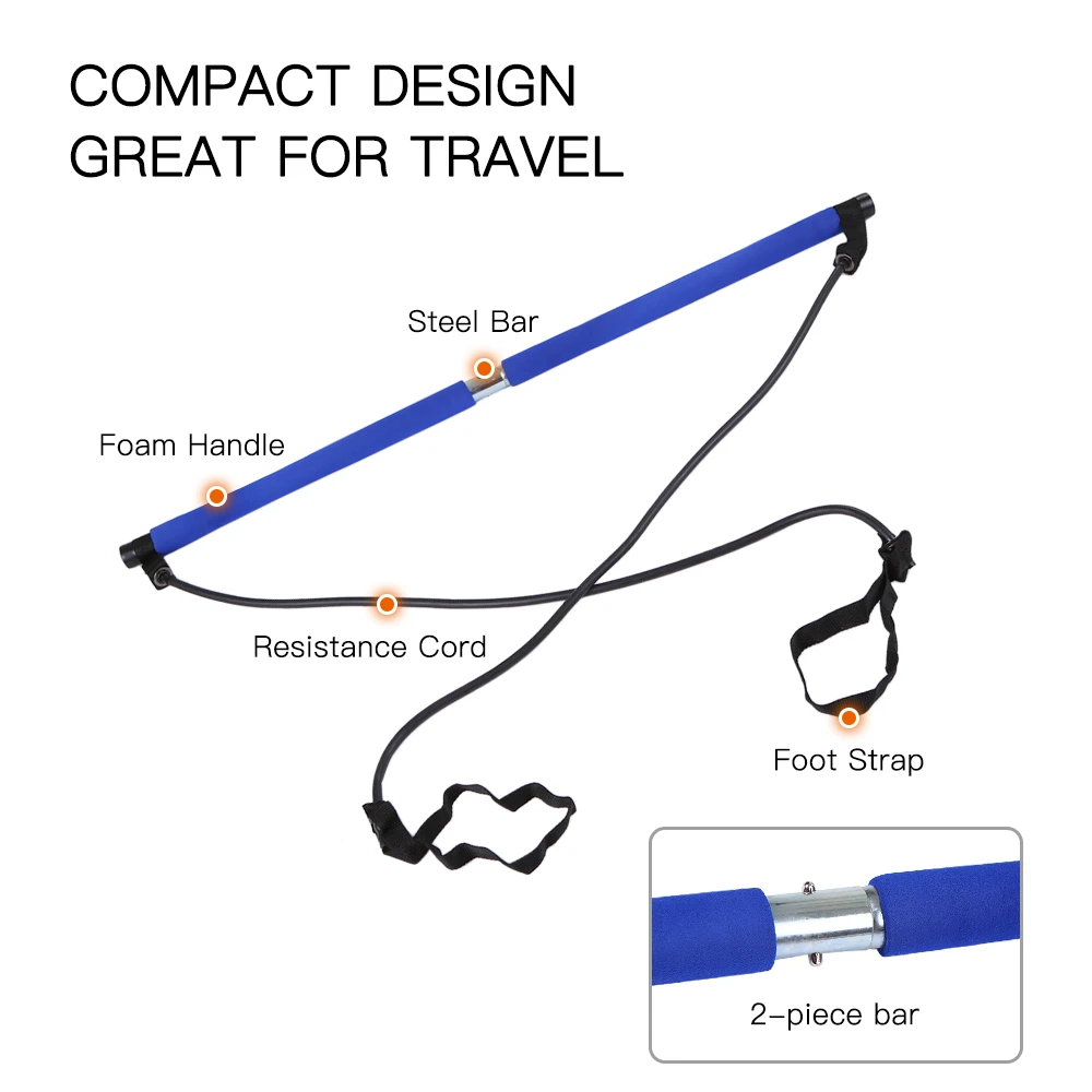 Портативная палочка для йоги пилатеса бара с резинкой домашний тренажерный зал