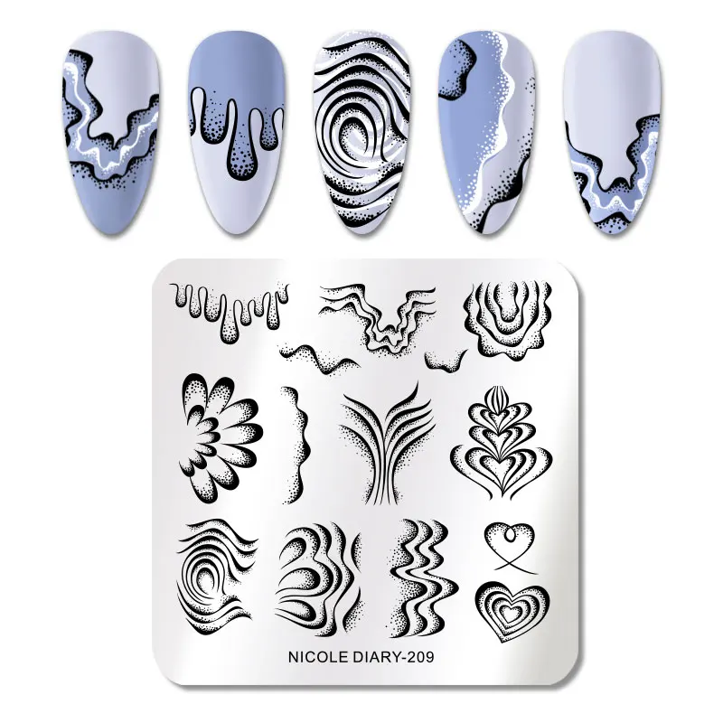 NICOLE DIARY Dragon Snake Leopard Nail Art Stamping Plates Leaf Face Flower Heart Design Stamp Templates Printing Stencil Tool images - 6