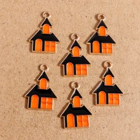 10pcs 1522mm enamel castle villa house charms pendants for jewelry making necklaces earrings keychain diy crafts accessories