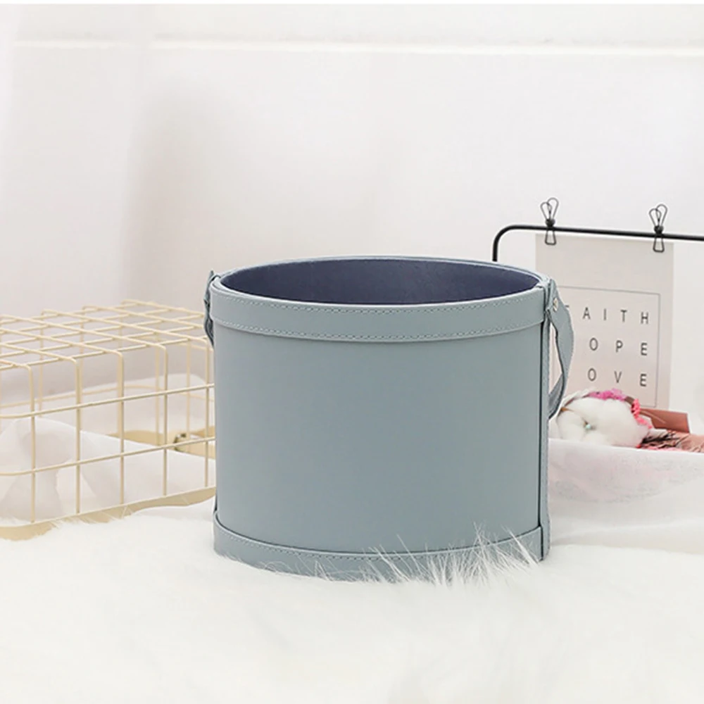 Круглые Кожаные подарочные упаковочные коробки для цветов свадебной вечеринки