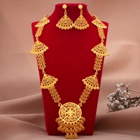 24k luxury dubai jewelry sets high quality gold color plated unique design wedding wedding necklace earrings jewelry set