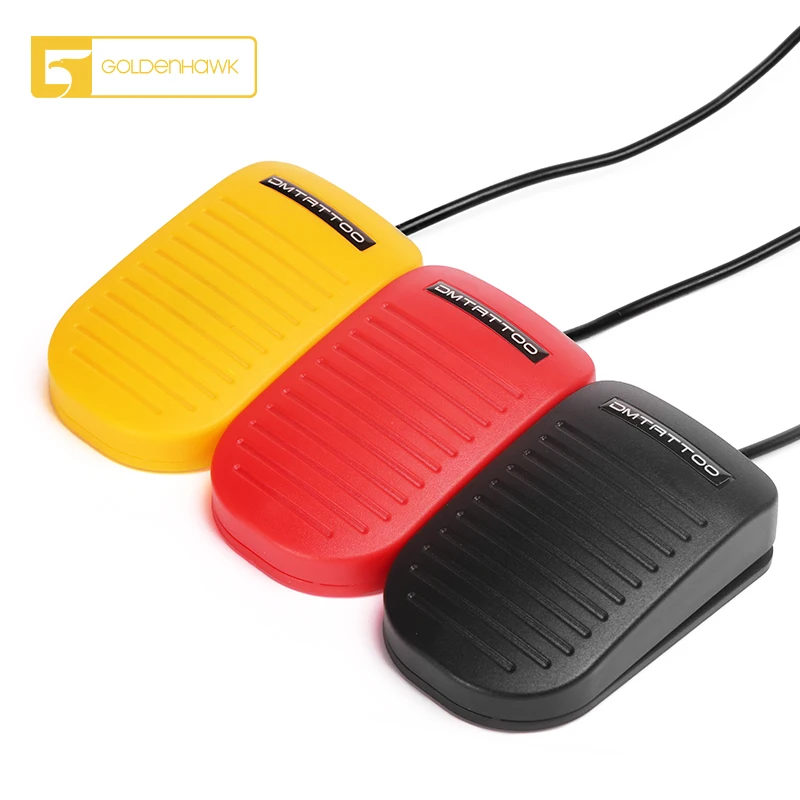 

GOLDENHAWK Black Red Yellow Foot Pedal With Power Cord Tattoo Foot Switch Power Accessories for Tattoo Switch Power Supply