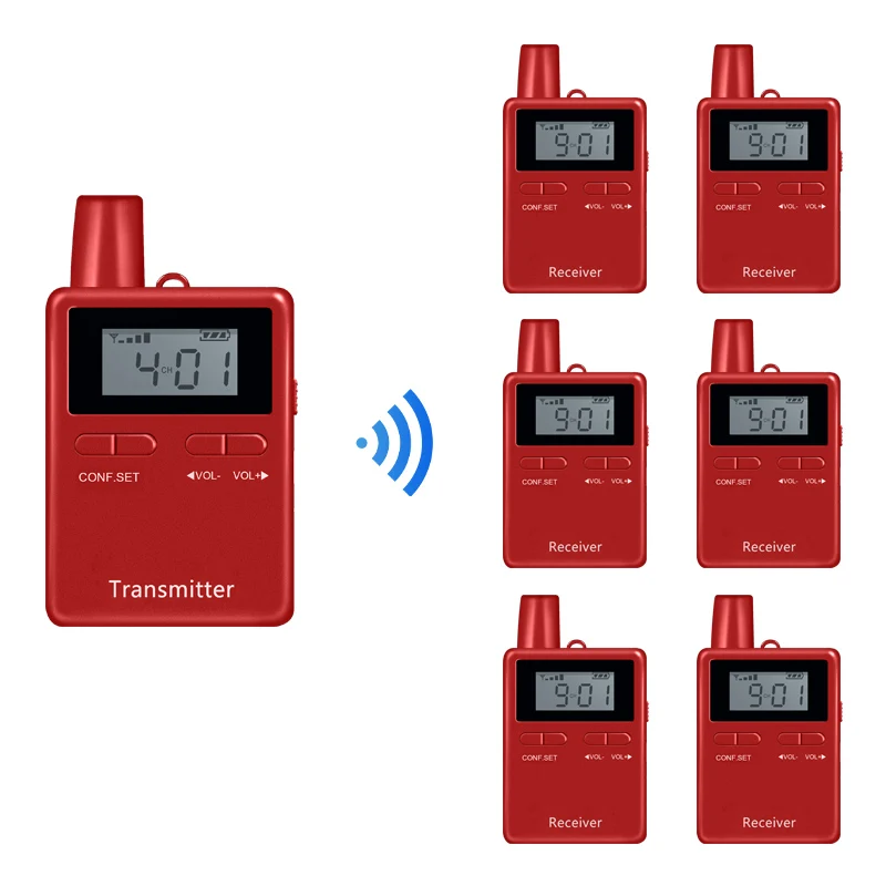 

Audio guide system 1 transmitter + 3 receivers for travel agency education with condenser microphone