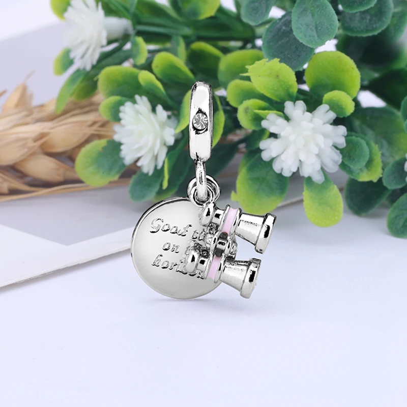 Heart Binoculars Новинка, сплав, бусина для отдыха, путешествий, Рождества, Радужный Шарм, Подходит для Пандора, браслет, ожерелье, сделай сам, Женские Ювелирные изделия - Цвет: Heart Binoculars