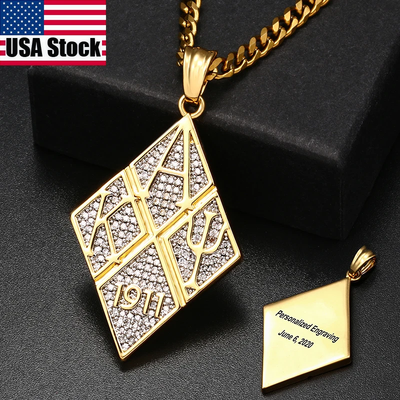 

Rhombus Pendant Full Micro Pave With CZ Cubic Zirconia Pendant Necklace Men For Women Hip Hop Jewelry Personality Gift Rapper