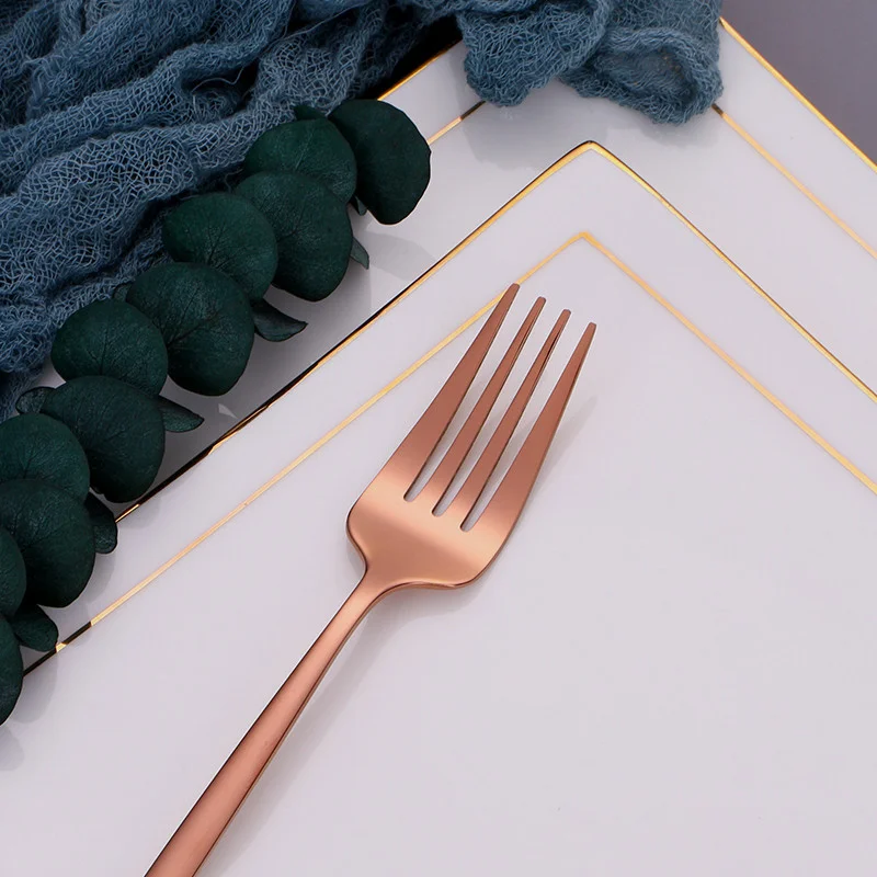 

Western Tableware Rose Gold Utensils Set Kitchen Fork Spoon Knife Sets Party Flatware Stainless Steel Cutlery Set Dropshipping