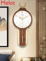 affordable luxury deer head clock wall clock living room nordic creative home fashion clock new chinese pure copper graceful